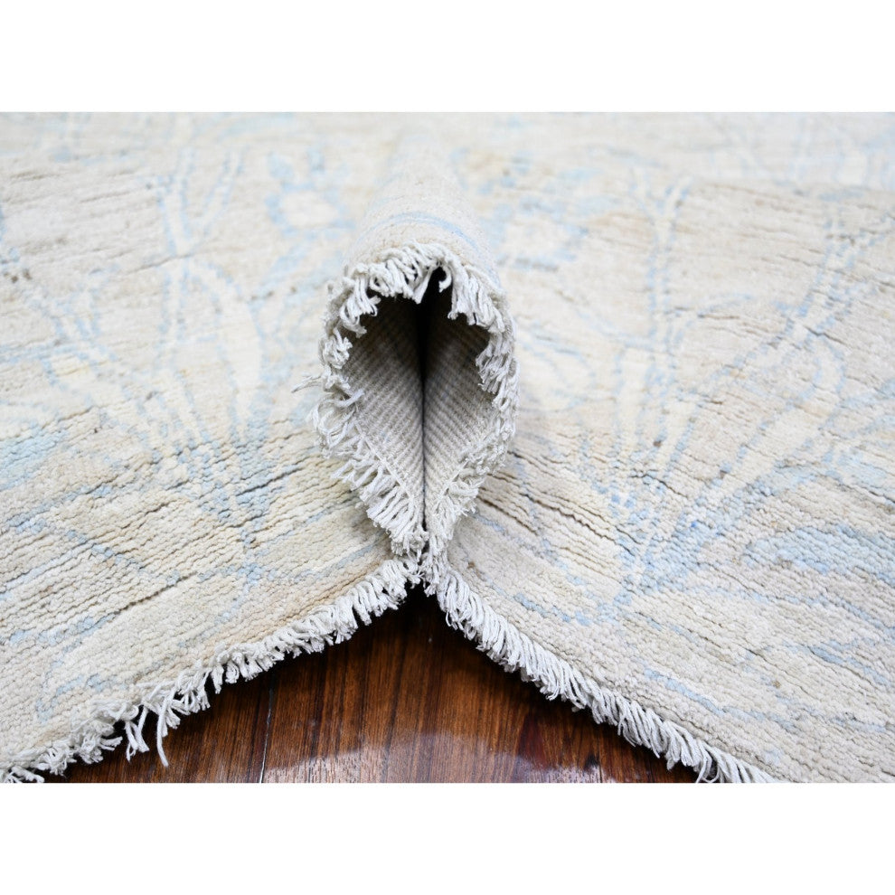 Gray Stone Washed Peshawar Wool Hand Knotted Oriental Rug, 8'7"x11'5"