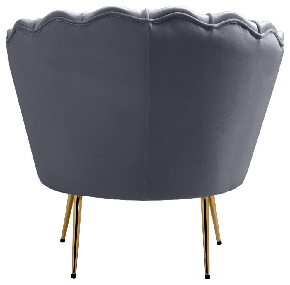 Gardenia  Velvet Upholstered Chair, Gray