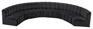 Arc Vegan Leather Upholstered 8-Pc. Inward Curved Modular Sectional, Black