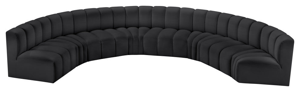 Arc Vegan Leather Upholstered 8-Pc. Inward Curved Modular Sectional, Black
