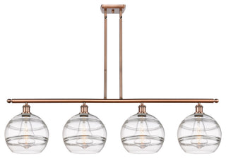 Ballston-Rochester 4-Light 49" Stem Island Light, Antique Copper, Clear