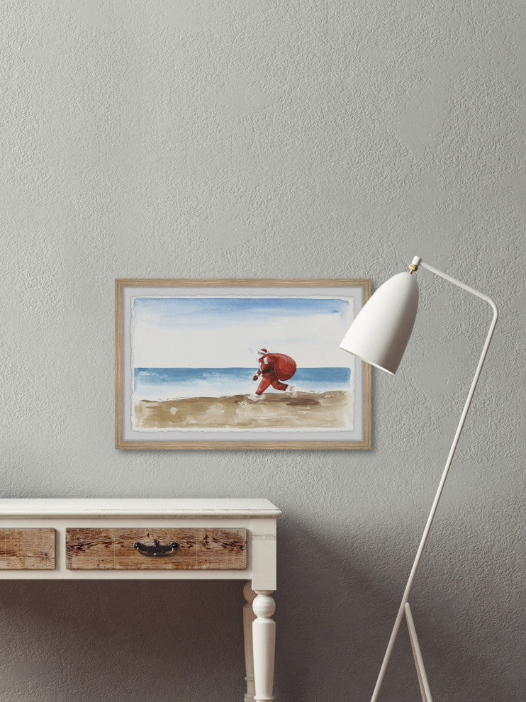 "Runaway Santa" Framed Painting Print, 45x30