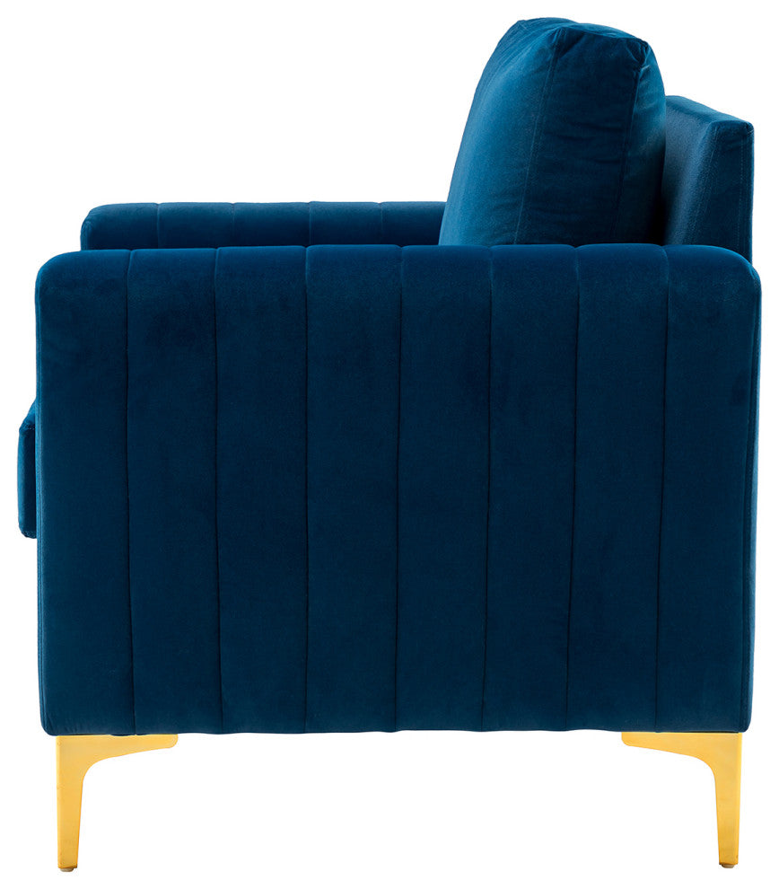 Contemporary Style Club Chair With Arms, Set of 2, Navy