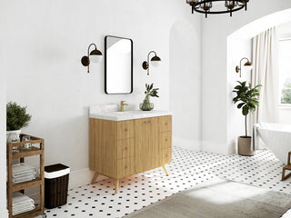 Pasadena 42 Single Sink Bath Vanity in Light Natural Teak 2" White Quartz