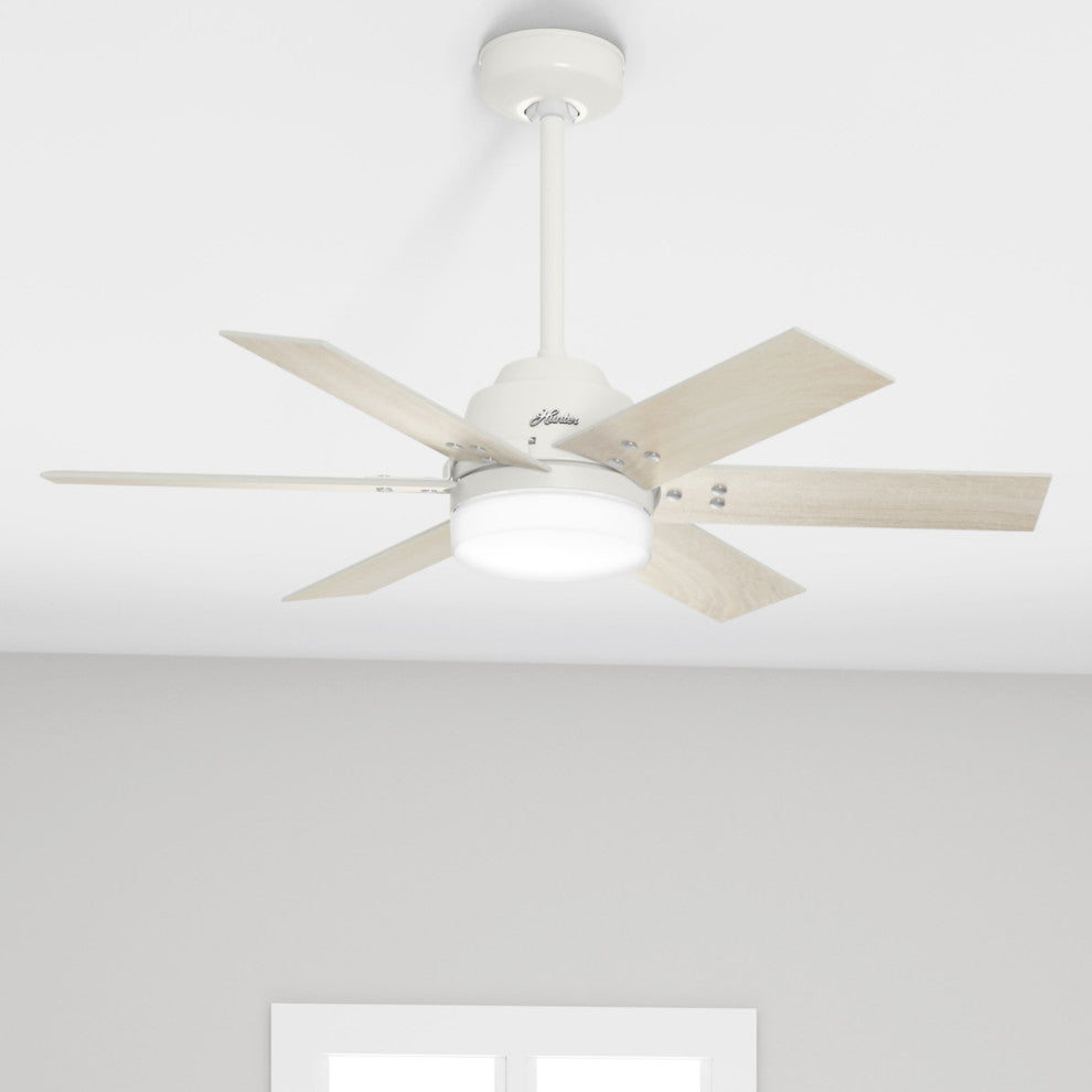 Hunter 44" Pacer Fresh White Ceiling Fan With LED Light and Remote
