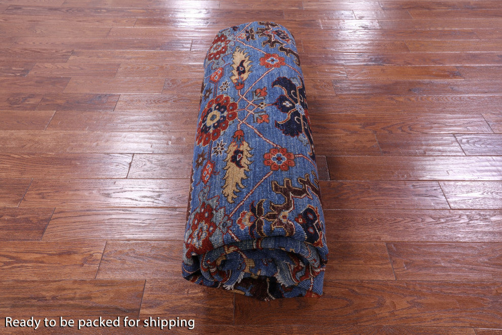 10' Square Persian Fine Serapi Handmade Wool Rug - Q12873