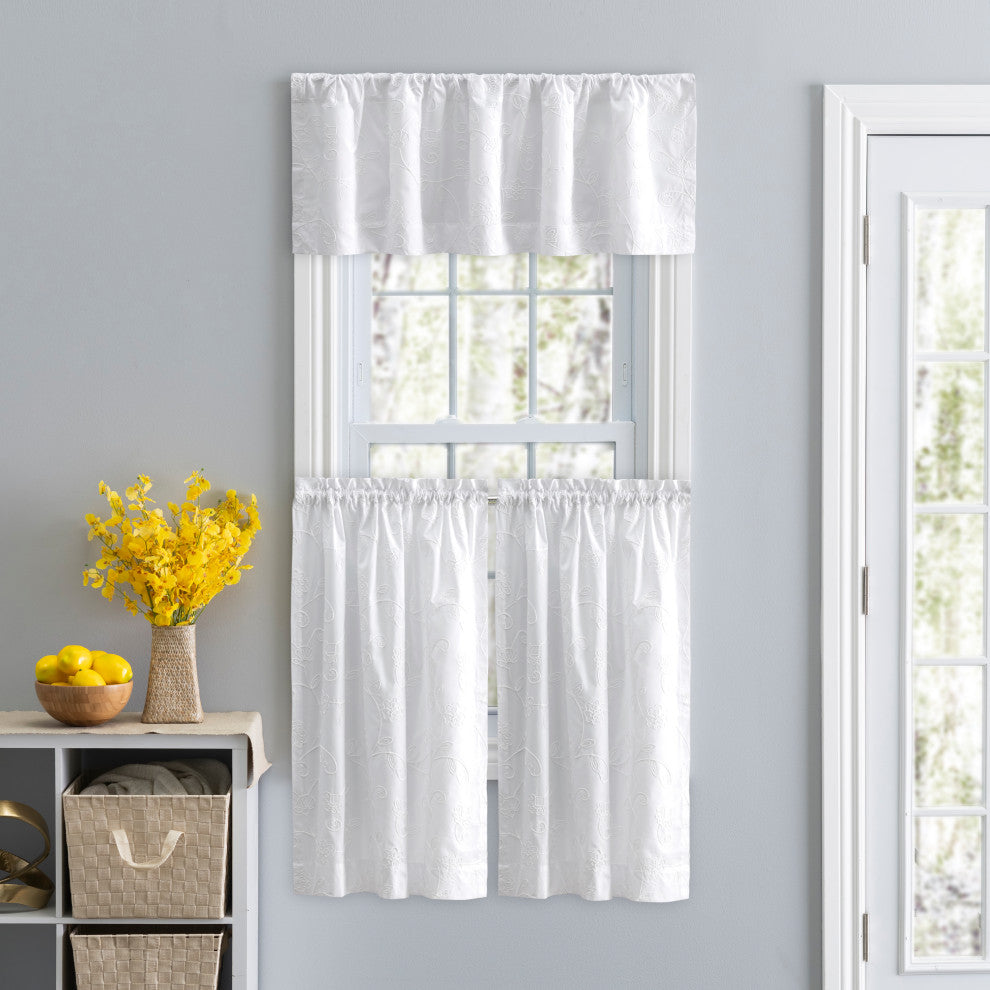 Eva Candlewick 50" x 17" Tailored Valance, White