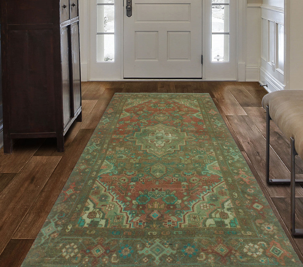Semi-Antique Karim Rust/Brown Rug, 3'7x7'3