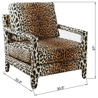 Dann Foley Lounge Chair Brown Cheetah Printed Upholstery
