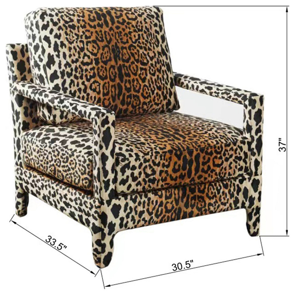 Dann Foley Lounge Chair Brown Cheetah Printed Upholstery