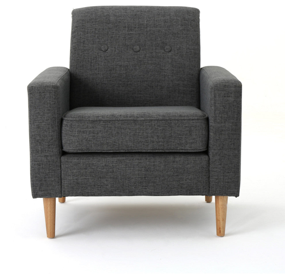 GDF Studio Stratford Mid Century Modern Fabric Club Chair, Gray