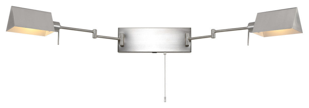 22" 1-Light Swing Arm Plug-In or Hardwired Iron LED Sconce With Pull-Chain