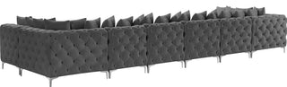 Tremblay Velvet Upholstered 8-Piece Modular U-Shaped Sectional, Grey