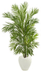 5' Areca Palm Artificial Tree, White Planter