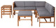 7-Piece Modular Acacia - 5 seat, Ottoman, and Side Table - Brown