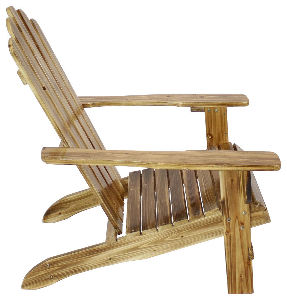 Sunnydaze Rustic Wooden Adirondack Chair With Light Charred, Set of 2