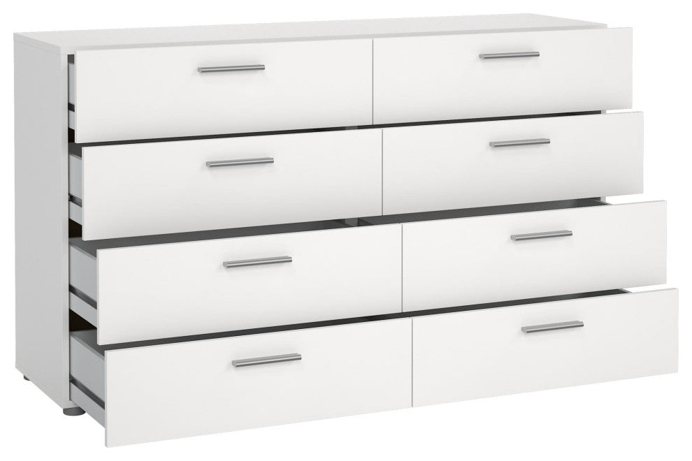 Tvilum Austin Contemporary 8 Drawer Double Dresser in White