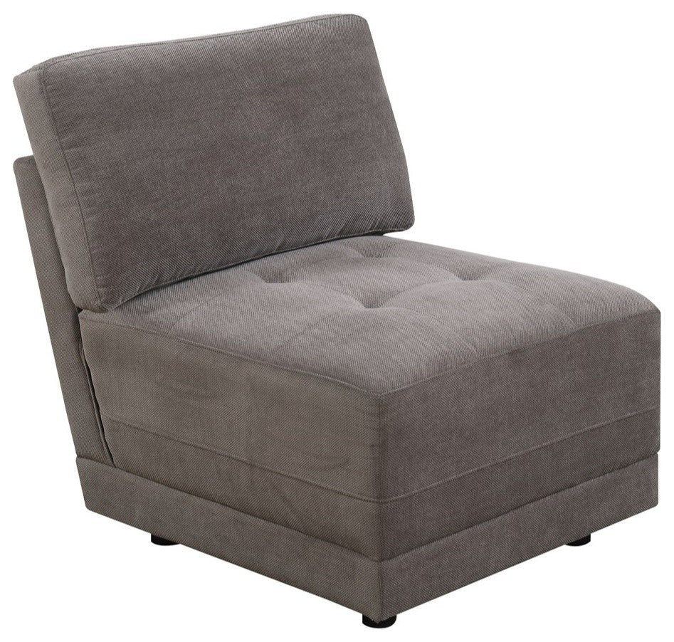 Armless Chair With Back Cushion, Gray