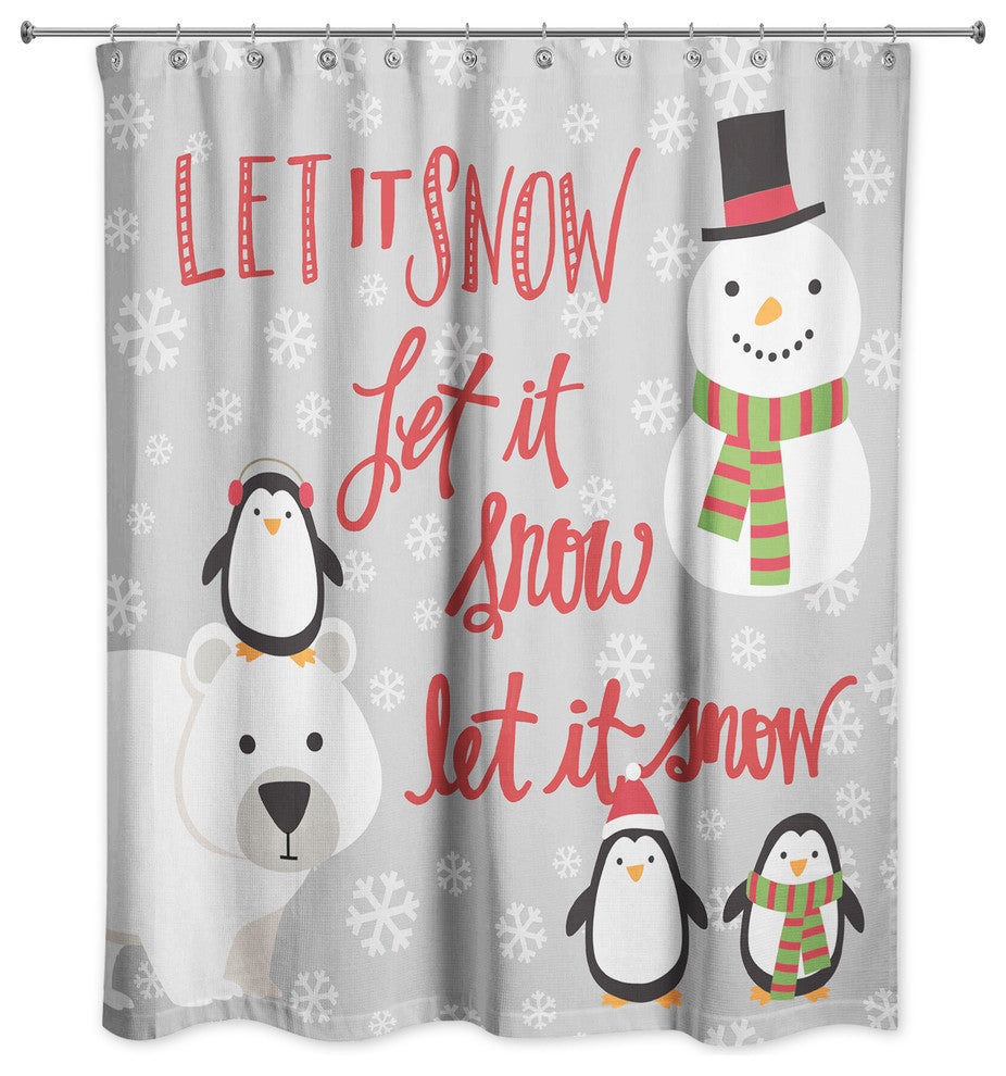 Let it Snow Winter Friends 71x74 Shower Curtain