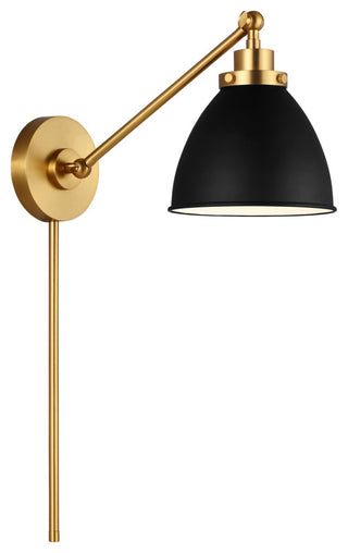 Wellfleet Single Arm Dome Task Sconce, Midnight Black and Burnished Brass