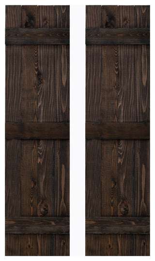 Traditional Board and Batten Exterior Shutters Pair, Slate Black, 42"