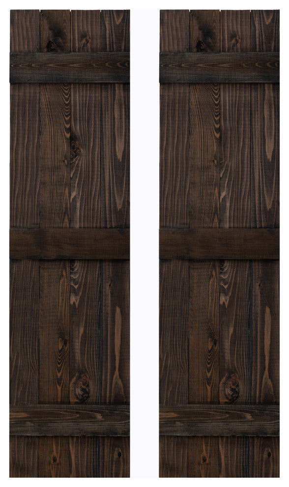 Traditional Board and Batten Exterior Shutters Pair, Slate Black, 42"