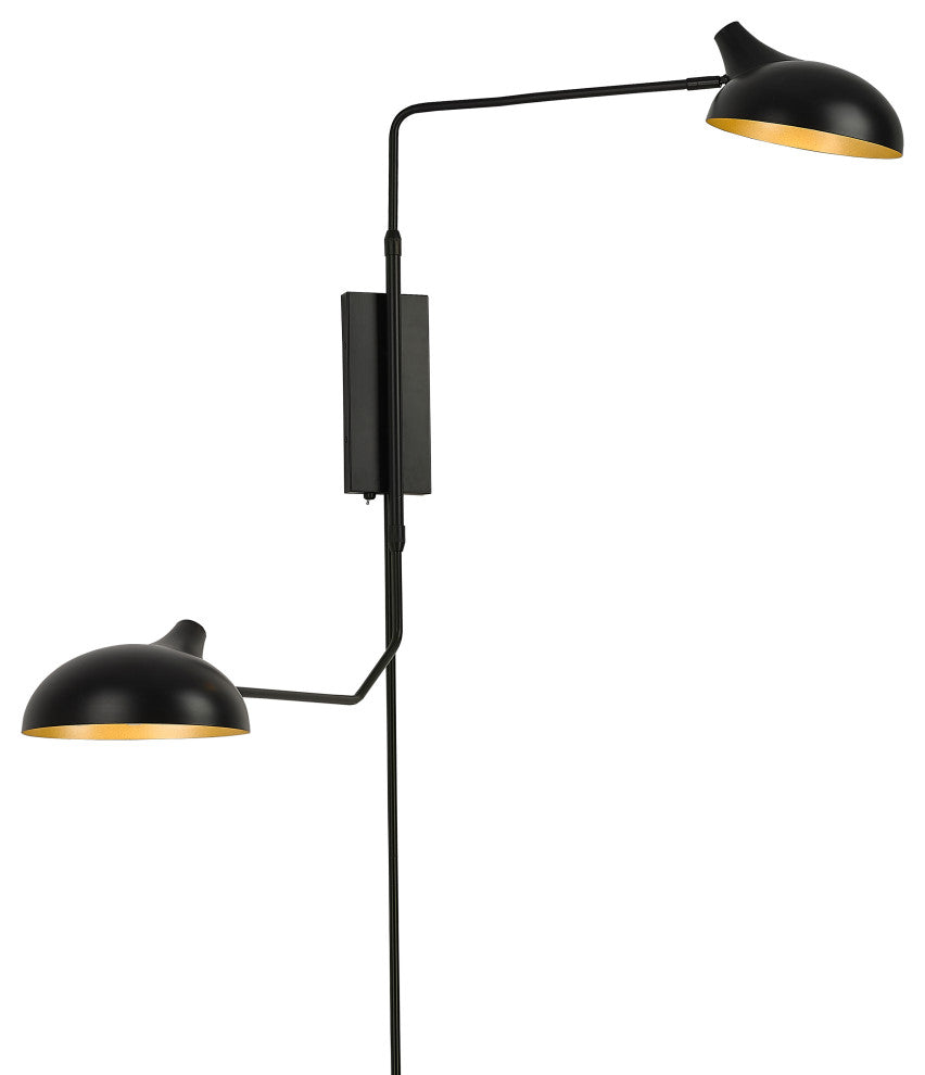 Zlite 1942-2S-MB 2-Light Wall Sconce, Matte Black Outer/Gold Inner