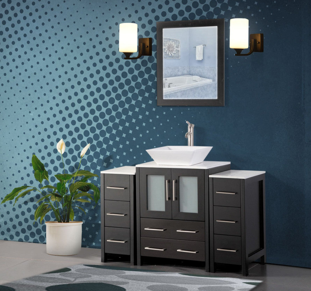 Vanity Art Bathroom Vanity Set With Sink, Espresso, 48", Led Touch-Switch Mirror