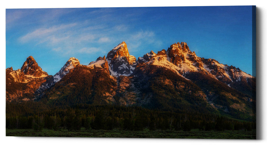 Epic Graffiti "Tetons First Light" by Darren White, Giclee Canvas Art, 12"x24"