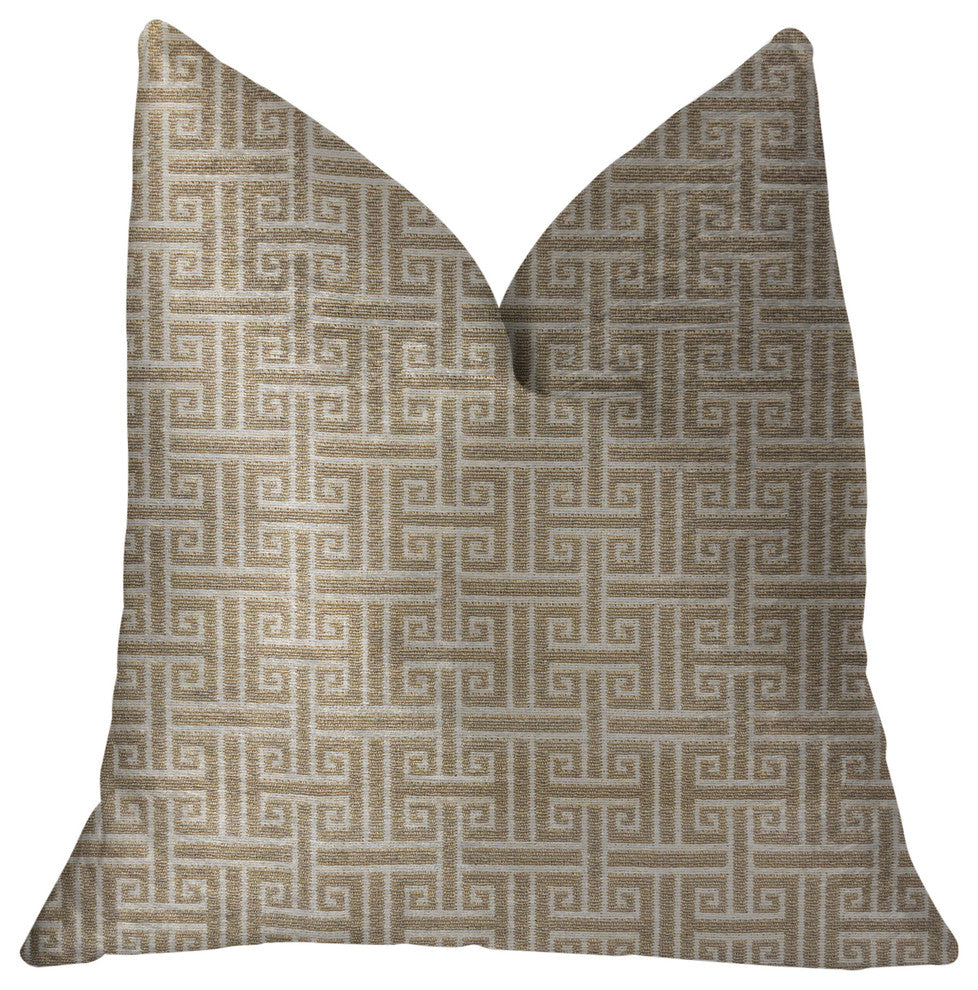 Emperor Gray and Beige Luxury Throw Pillow, 18"x18"