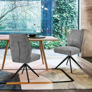 Monarch Swivel Dining Room Accent Chair in Charcoal Fabric - Set of 2