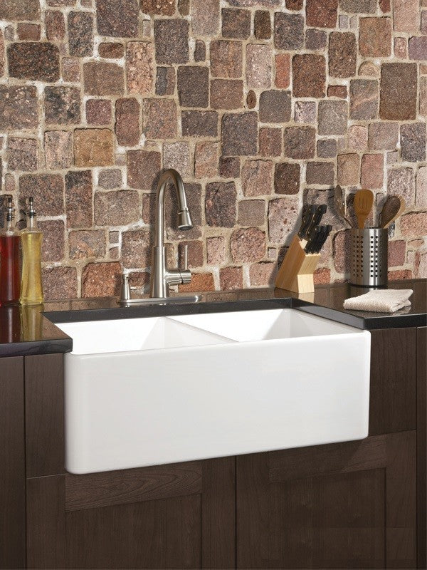 Fine Fixtures Longstone Double Bowl Fireclay 32.75" Farmhouse Kitchen Sink
