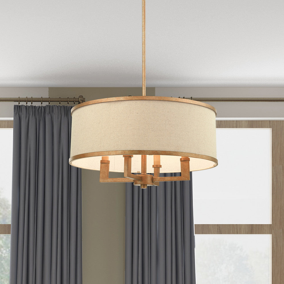 Park Ridge Chandelier, Hand-Painted Antique Gold Leaf