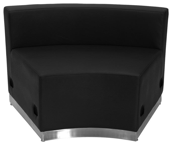 Black Leather Concave Chair With Brushed Stainless Steel Base
