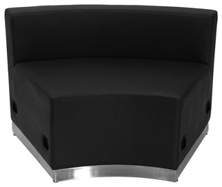Black Leather Concave Chair With Brushed Stainless Steel Base