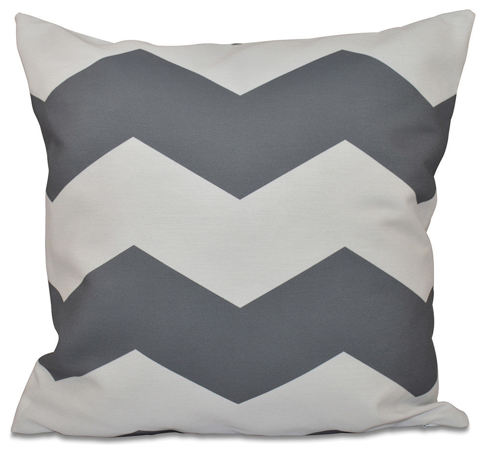 Geometric Decorative Pillow, Steel Gray, 18"x18"