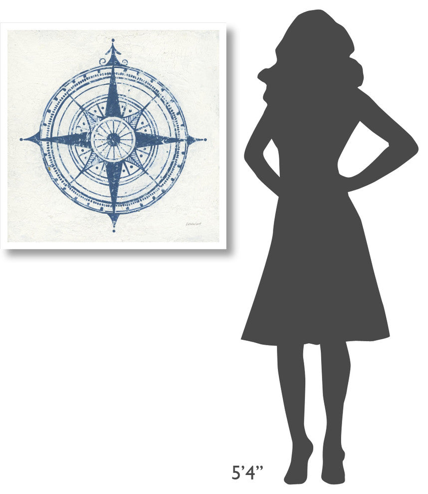 "Indigo Gild Compass Rose II" Digital Paper Print by Kathrine Lovell, 32"x32"