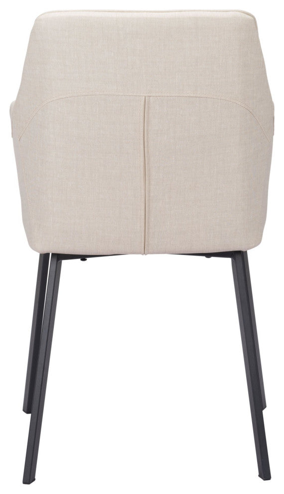 Side Dining Chair, Steel Metal, Fabric, Beige, Black, Bar Kitchen Cafe Bistro