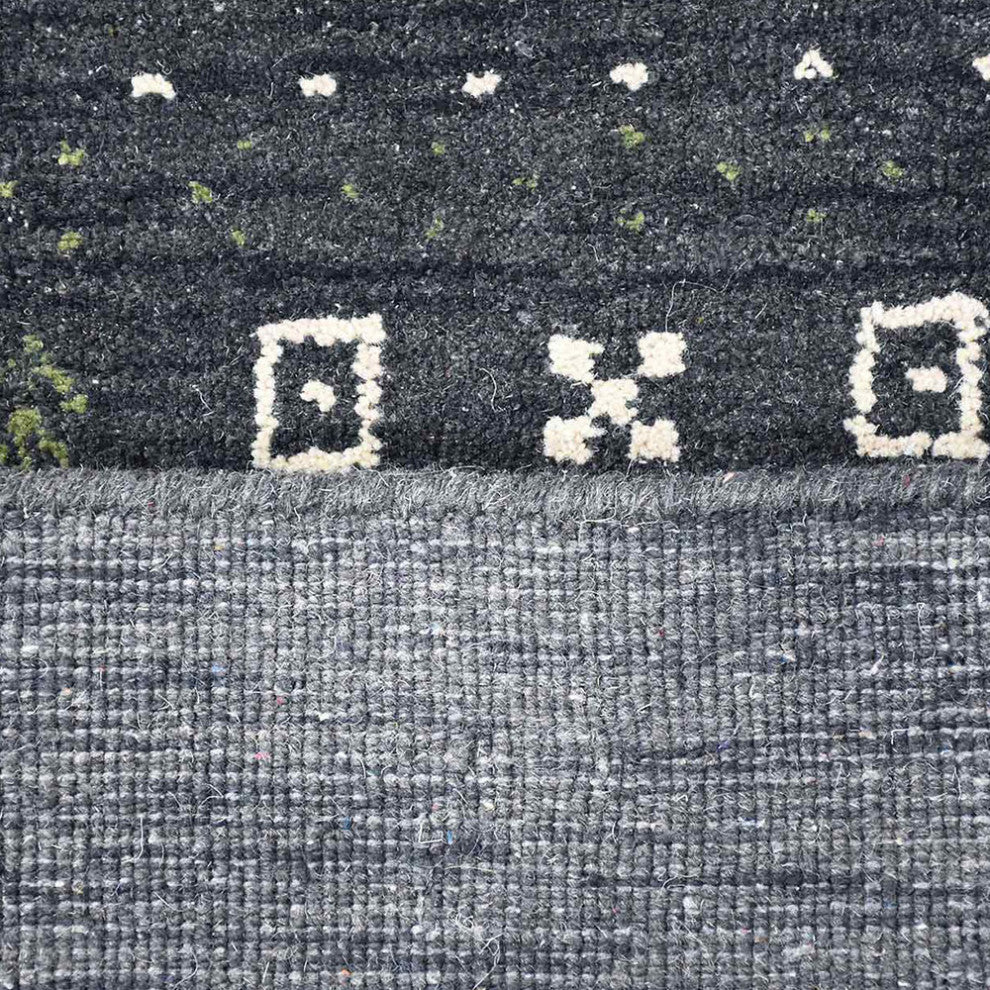 Hand Knotted Loom Wool Area Rug Contemporary Charcoal L00585, [Rectangle] 6'x9'
