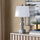 25"H Grey Resin Table Lamp With White Drum Shade, Set of 2