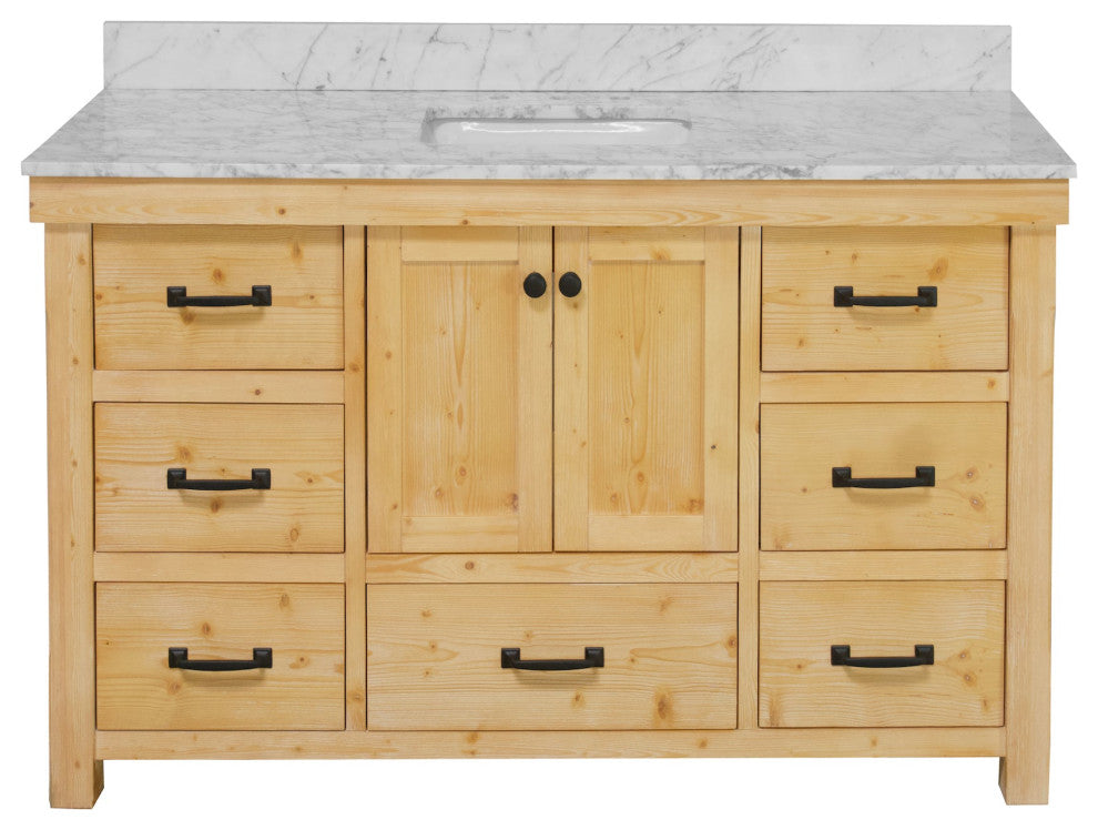 Tuscany 60" Bathroom Vanity, Drift Wood, Carrara Marble, Single
