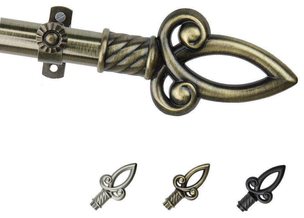 Samuel 13/16" Diameter Curtain Rod, Antique Brass, 18-28"