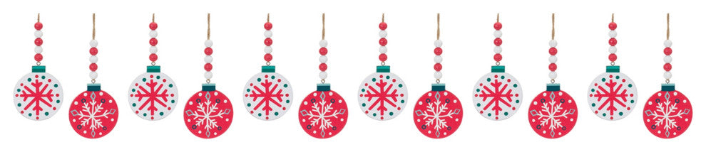 Wood Beaded Snowflake Ornament, 12-Piece Set