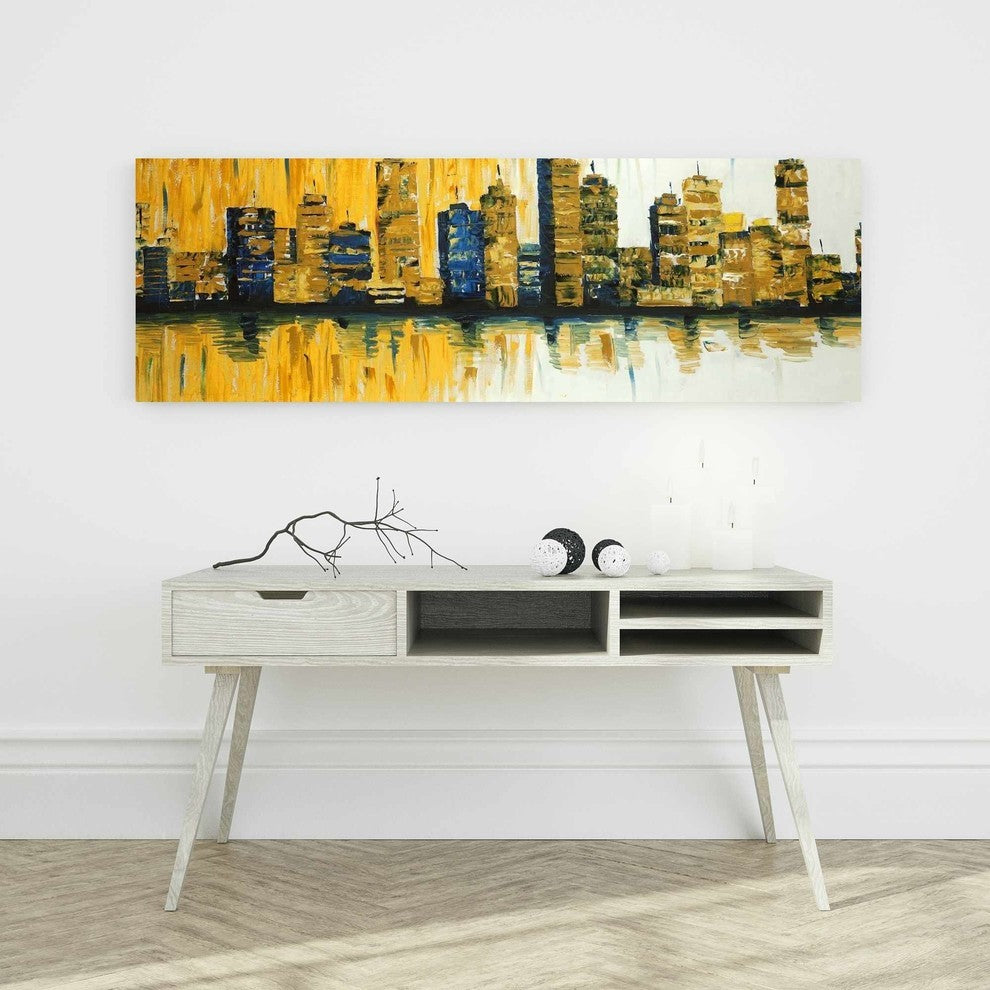 White and Yellow Print on Wrapped Canvas