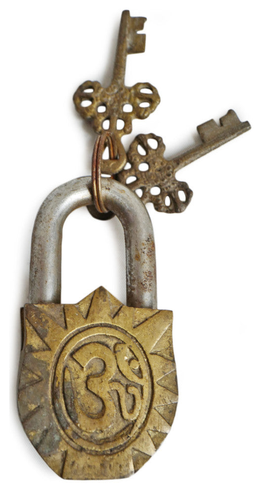 Consigned Brass India Old Monk & Om Lock