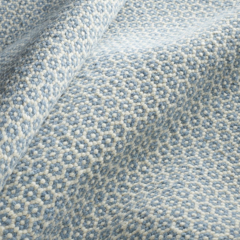 Dash & Albert Honeycomb French Blue/Ivory Handwoven Wool Rug, Blue, 2'6" x 8'