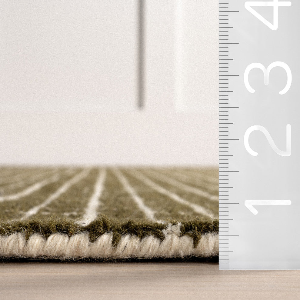 Melrose Checked Wool Area Rug, Moss 6' x 9'