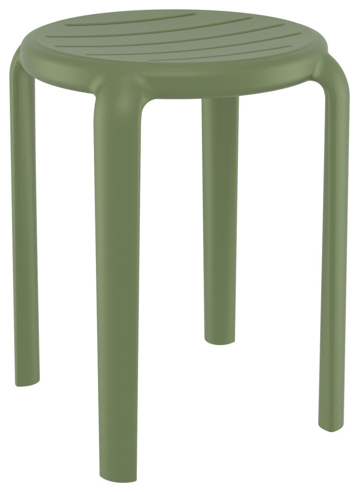 Tom Resin Dining Stool, Set of 2, Black, Olive Green