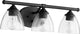 Brooks 3-Light Vanity Fixture, Noir With Clear Seeded Glass