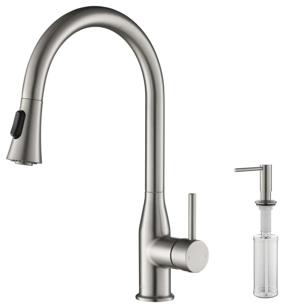 Napa Single Handle Pull Down Faucet, Brushed Nickel, W/ Soap Dispenser